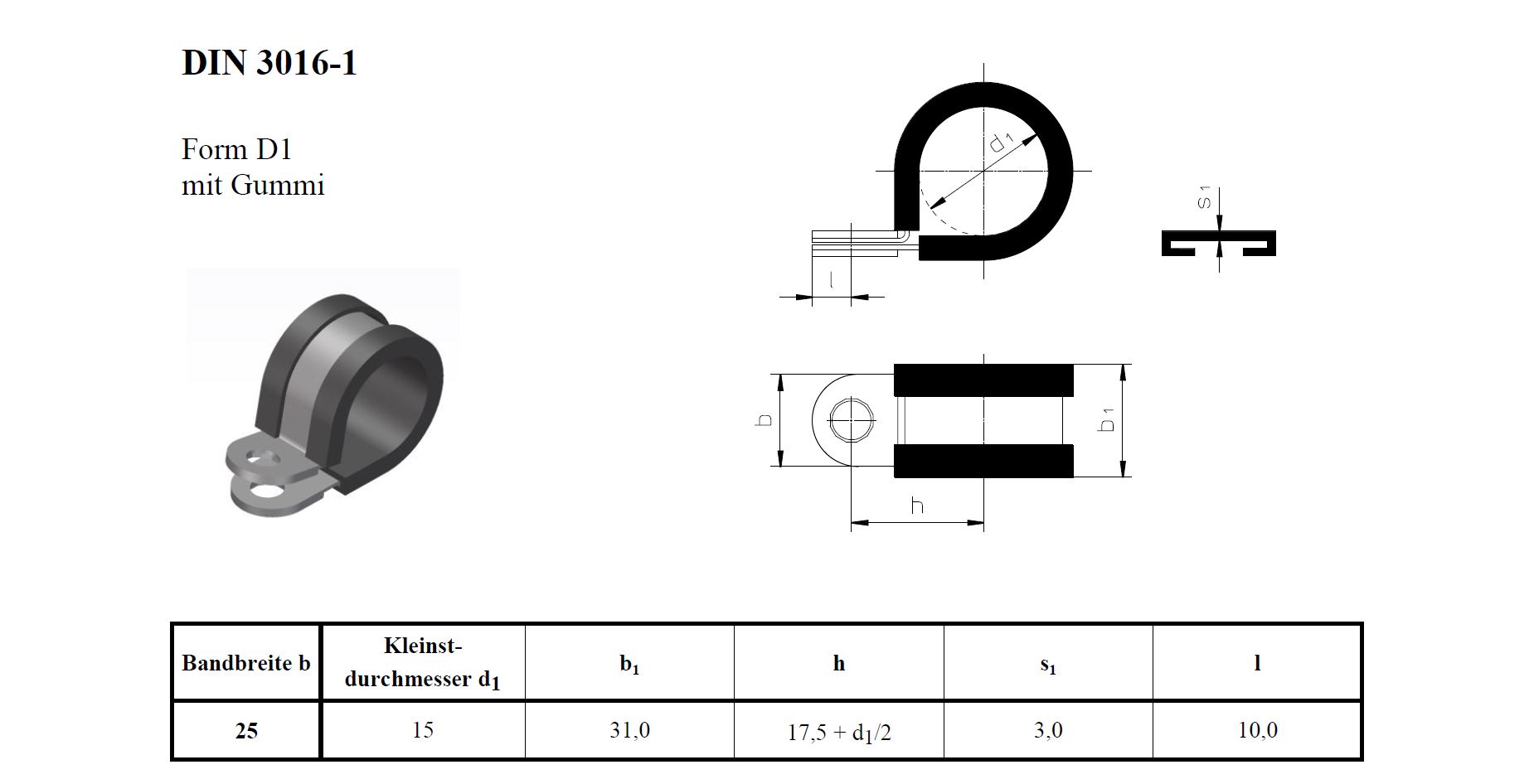 Halterungsschelle RSGU 25 mm| DIN 3016 D1 Halterungsschelle RSGU 25 mm| DIN 3016 D1