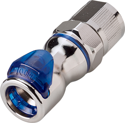 LQ6D13008Blu LQ6D13008BLU -LQ6 Kupplung mit 9,5 mm ID und 12,7 mm AD Klemmringverschraubung, mit Absperrventil, EPDM, Blau