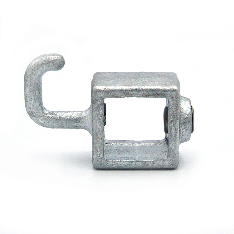 Rohrverbinder Stellring mit Haken / Garderobenhaken Typ 64 | 25x25 | Quadratrohr Rohrverbinder Stellring mit Haken / Garderobenhaken Typ 64 für 25x25 Quadratrohr, silberfarbenes Metall.