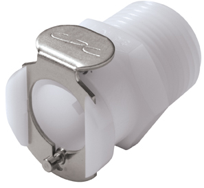 Kupplung Brause-Anschluss für Westfalia Camping Dusche | Marco Polo, James Cook, Nugget - Weiße Kunststoff-Schnellkupplung. Weiße Kunststoff-Schnellkupplung mit Metallverschluss für den Brauseanschluss einer Westfalia Camping Dusche, geeignet für Marco Polo, James Cook und Nugget.