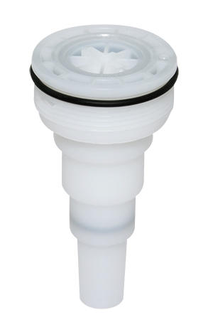 DQPRO20G2NPSST202 - Einsatz mit 2 Zoll NPS (ISO G2) Gewinde, FKM-Dichtung (Stahlfässer / IBC Kappen) DQPRO20G2NPSST202: Weißer Einsatz mit 2 Zoll NPS (ISO G2) Gewinde und schwarzer FKM-Dichtung für Stahlfässer oder IBC Kappen.