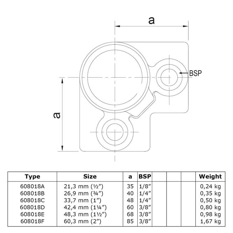 Rohrverbinder Dreiweg Eckstück / 90° Eckverbinder - Typ 18 Rohrverbinder Dreiweg Eckstück / 90° Eckverbinder - Typ 18