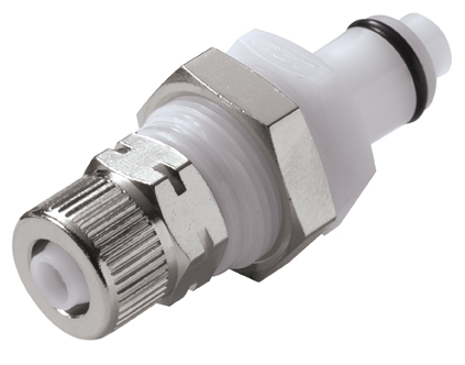 PLCD400M8 PLCD400M8 - CPC Stecker 8,0 mm AD / 6,0 mm ID Klemmringverschraubung, Plattenmontage, mit Absperrventil