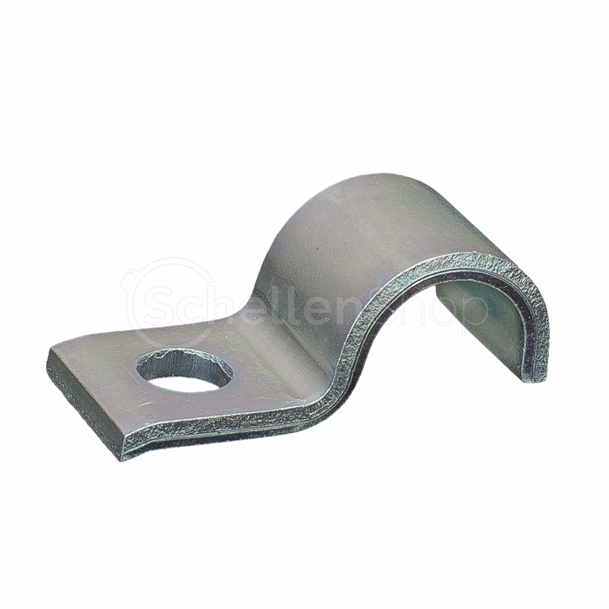 Einteilige Rohrschelle, einlaschig, aus verzinktem Stahl für die einfache und sichere Rohrfixierung. Einteilige Rohrschelle, einlaschig, aus verzinktem Metall mit einem Befestigungsloch.