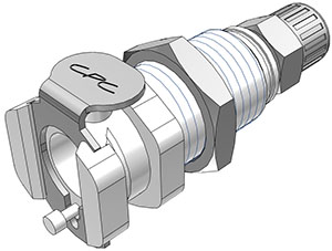 PMCD12025-CAD PMCD12025 - CPC Kupplung 4,0 mm AD / 2,5 mm ID Klemmringverschraubung, Plattenmontage, mit Absperrventil, Buna-N Dichtung