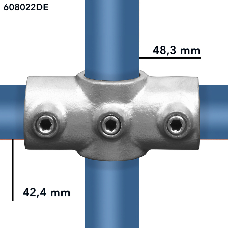 Rohrverbinder Kreuzstück durchgehend / Kreuzverbinder mit 1 Durchgang / 2 Abgängen - Typ 22 Rohrverbinder Kreuzstück durchgehend / Kreuzverbinder mit 1 Durchgang / 2 Abgängen - Typ 22