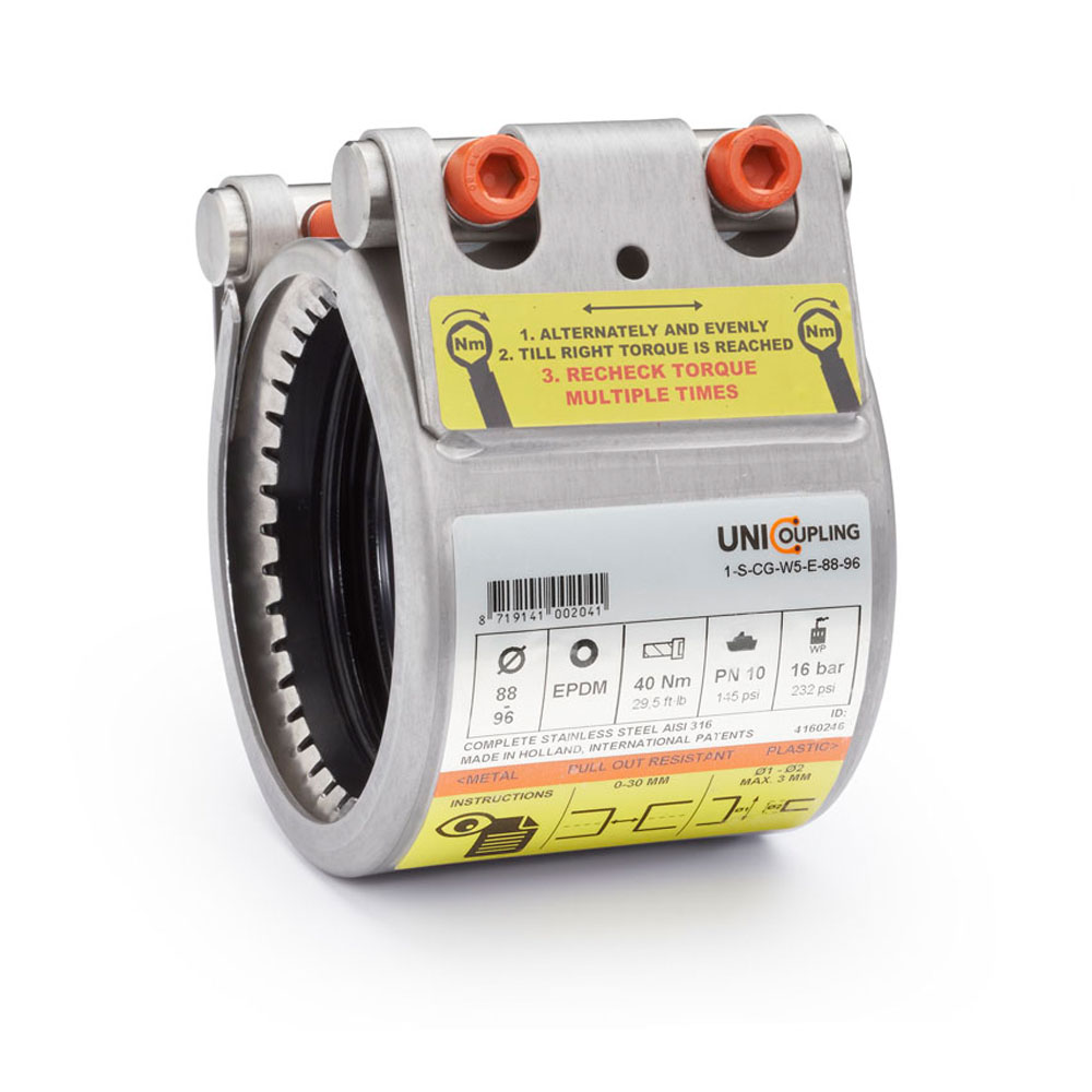 UNI-Coupling Grip Rohrkupplung aus V4A-Edelstahl (zugfest)