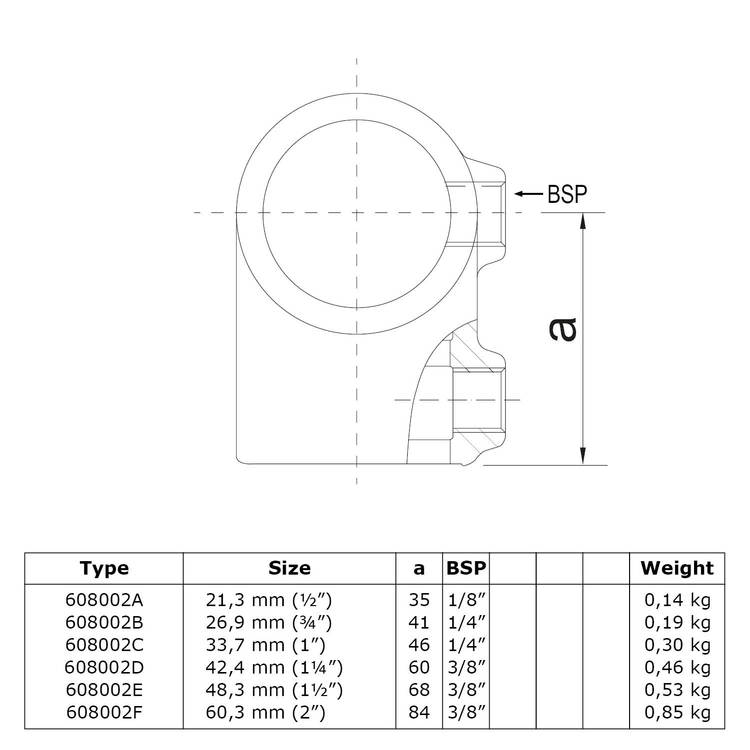 Rohrverbinder T-Stück kurz / T-Verbinder - Typ 2