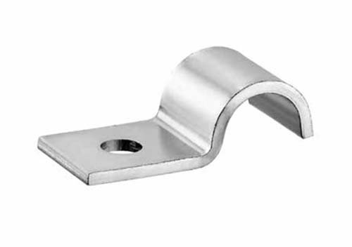 NORMAFIX Befestigungsschelle BSS 530 – Robuste Metallschelle mit Einlochbefestigung für Rohre und Leitungen. NORMAFIX Befestigungsschelle BSS 530, eine silberfarbene Metallschelle mit einem Befestigungsloch, detailreich abgebildet.