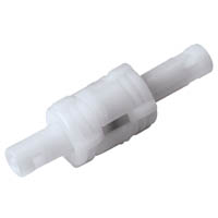 SMC-Serie CPC-Kupplung: Produktbild des weißen Kunststoff-Steckverbinders. Weißer, zylindrischer SMC-Serie CPC-Kupplungs-Steckverbinder aus Kunststoff mit beidseitigen Schlauchanschlüssen.