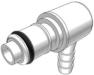 APCD23004 - CPC Winkelstecker, weiß, 6,4 mm Schlauchanschluss, mit Absperrventil und schwarzem O-Ring