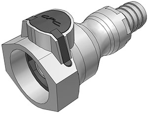 98700 - CPC-Kupplung mit 19 mm Schlauchanschluss, mit Absperrventill, FDA, EPDM-O-Ring (UDC) – NSF